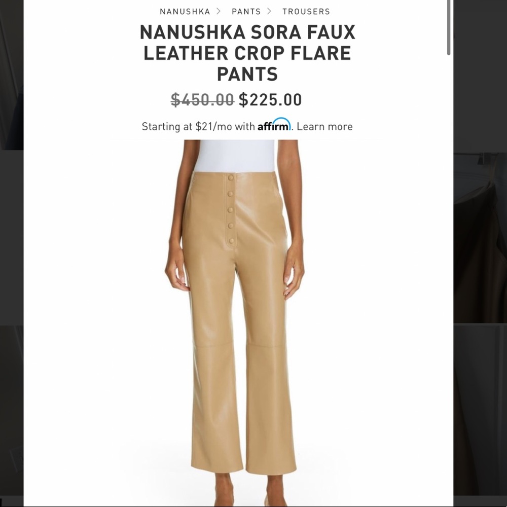 Nanushka Vegan Leather Sora Crop Flare Pant L